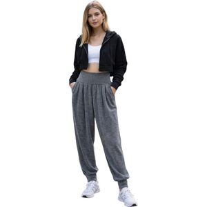 LIT Knit Pants Minimal Slouchy Women Medium Elastic Waist High Rise Pull On Grey